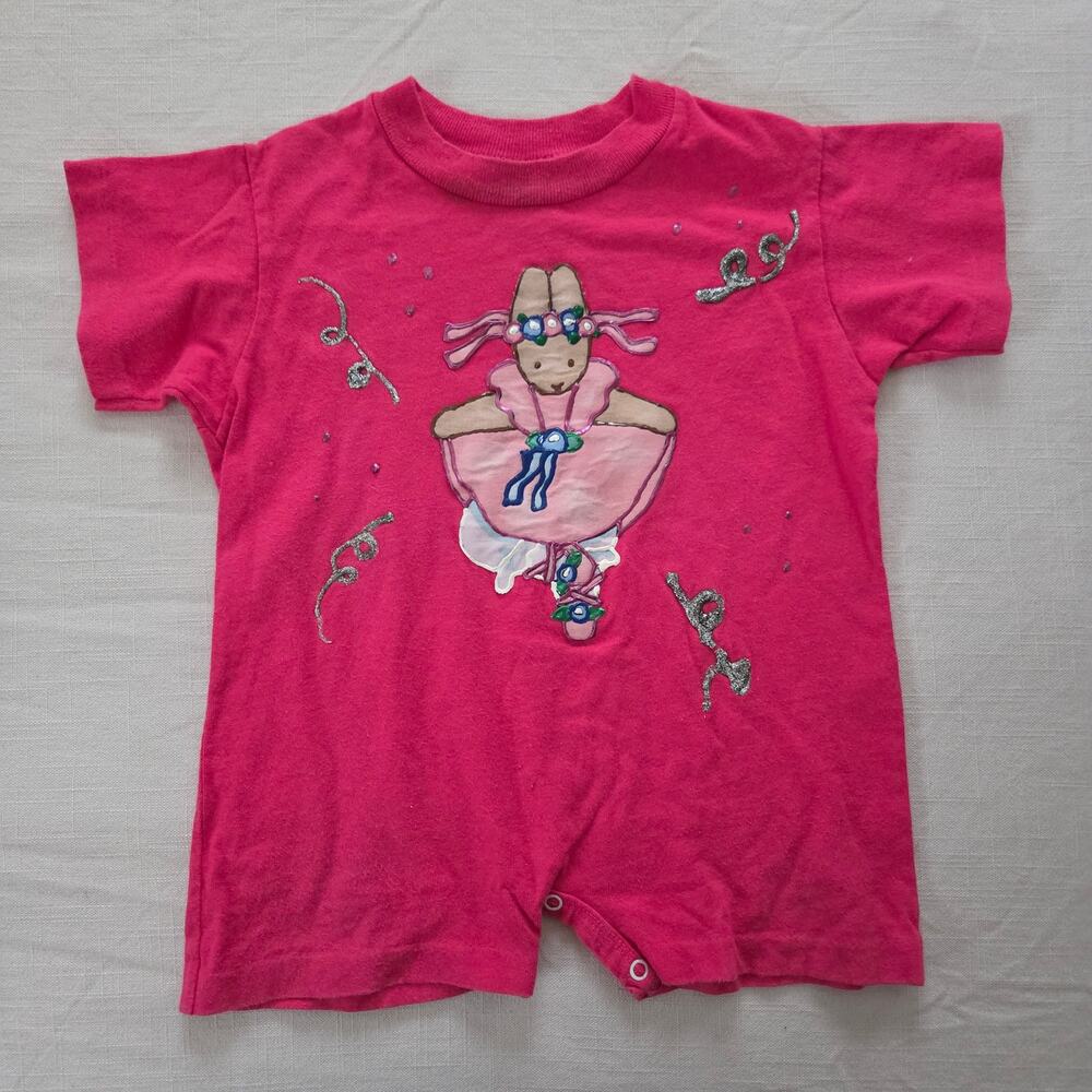 Vintage Bunny Ballerina Pink Romper 12 months